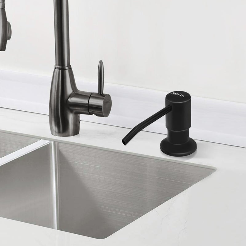 Tesrin Soap Dispenser for Kitchen Sink (Matte Black), Built in Design Sink Soap Dispenser, Refill from The Top,Stainless Steel Kitchen Soap Pump with 10 fl.oz Bottle (300ml) - Image 5